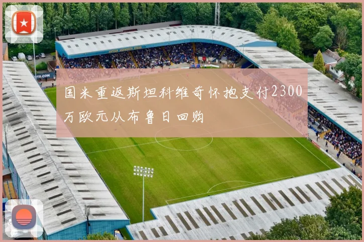 国米重返斯坦科维奇怀抱支付2300万欧元从布鲁日回购